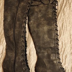 Dark Grey knee high Boots size 8
